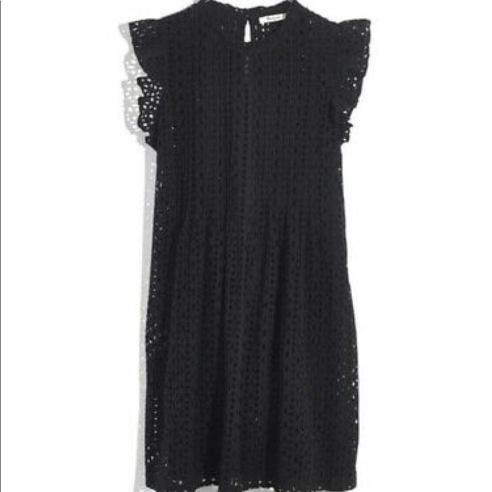 New MADEWELL Eyelet Ruffle-Sleeve Pintuck Mini Dress